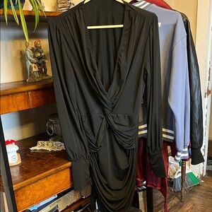 SHEIN Black Ruched Dress